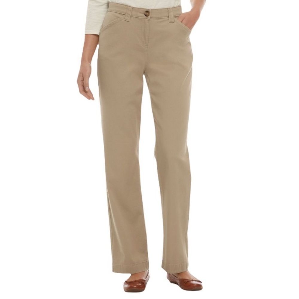 LL Bean Easy Pants Stretch Twill Khaki Pants Sz 16 NWT - Picture 3 of 12